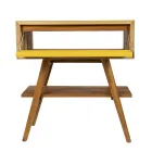 Mobile Arredo Bagno in Teak Naturale con Cassettiera Color Giallo - Gatien Viadurini
