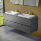 Mobile Arredo Bagno Sospeso con Lavabo Doppio a Incasso, Design Moderno - Dumbo Viadurini
