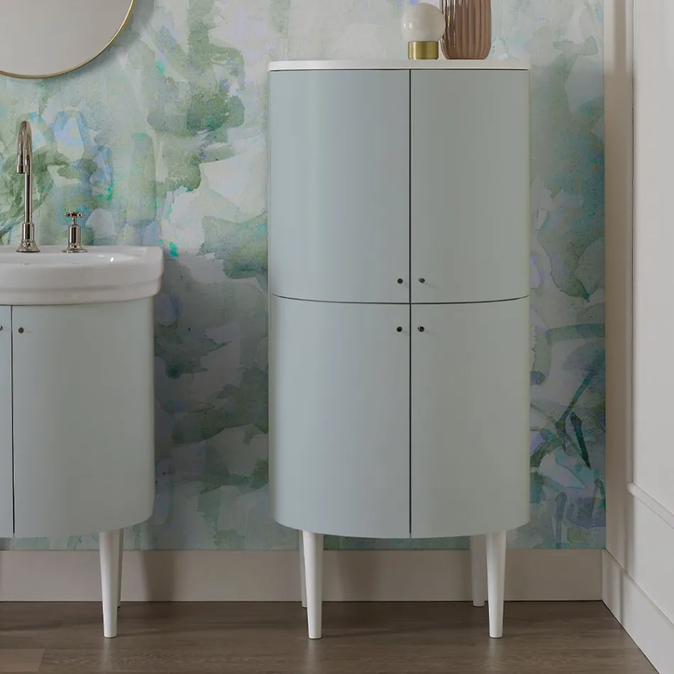 Mobile Bagno a Quattro Ante che Chiudono 3 Ripiani Made in Italy - Candy Viadurini