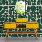 Mobile Bagno a Terra Giallo in Teak Naturale con Cassettiera  - Hamadou Viadurini