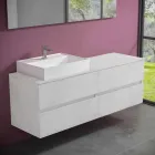 Mobile Bagno Design Moderno con Lavabo da Appoggio Dx o Sx 4 Finiture - Alchimeo Viadurini