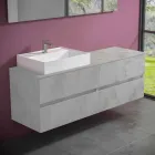 Mobile Bagno Design Moderno con Lavabo da Appoggio Dx o Sx 4 Finiture - Alchimeo Viadurini