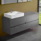 Mobile Bagno Design Moderno con Lavabo da Appoggio Dx o Sx 4 Finiture - Alchimeo Viadurini