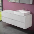 Mobile Bagno Design Moderno con Lavabo da Appoggio Dx o Sx 4 Finiture - Alchimeo