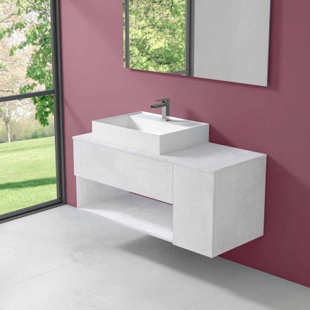 Mobile Bagno Design Sospeso con Lavabo da Appoggio Stile Moderno - Pistillo Viadurini