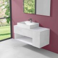 Mobile Bagno Design Sospeso con Lavabo da Appoggio Stile Moderno - Pistillo