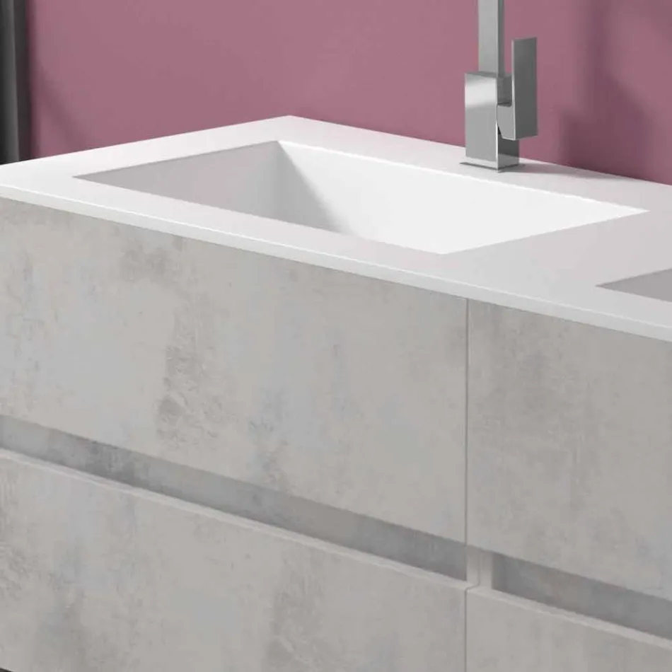 Mobile Bagno Doppio Lavabo, Design Moderno Sospeso in 4 Finiture - Doppietto Viadurini