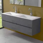 Mobile Bagno Doppio Lavabo, Design Moderno Sospeso in 4 Finiture - Doppietto Viadurini