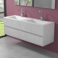 Mobile Bagno Doppio Lavabo, Design Moderno Sospeso in 4 Finiture - Doppietto