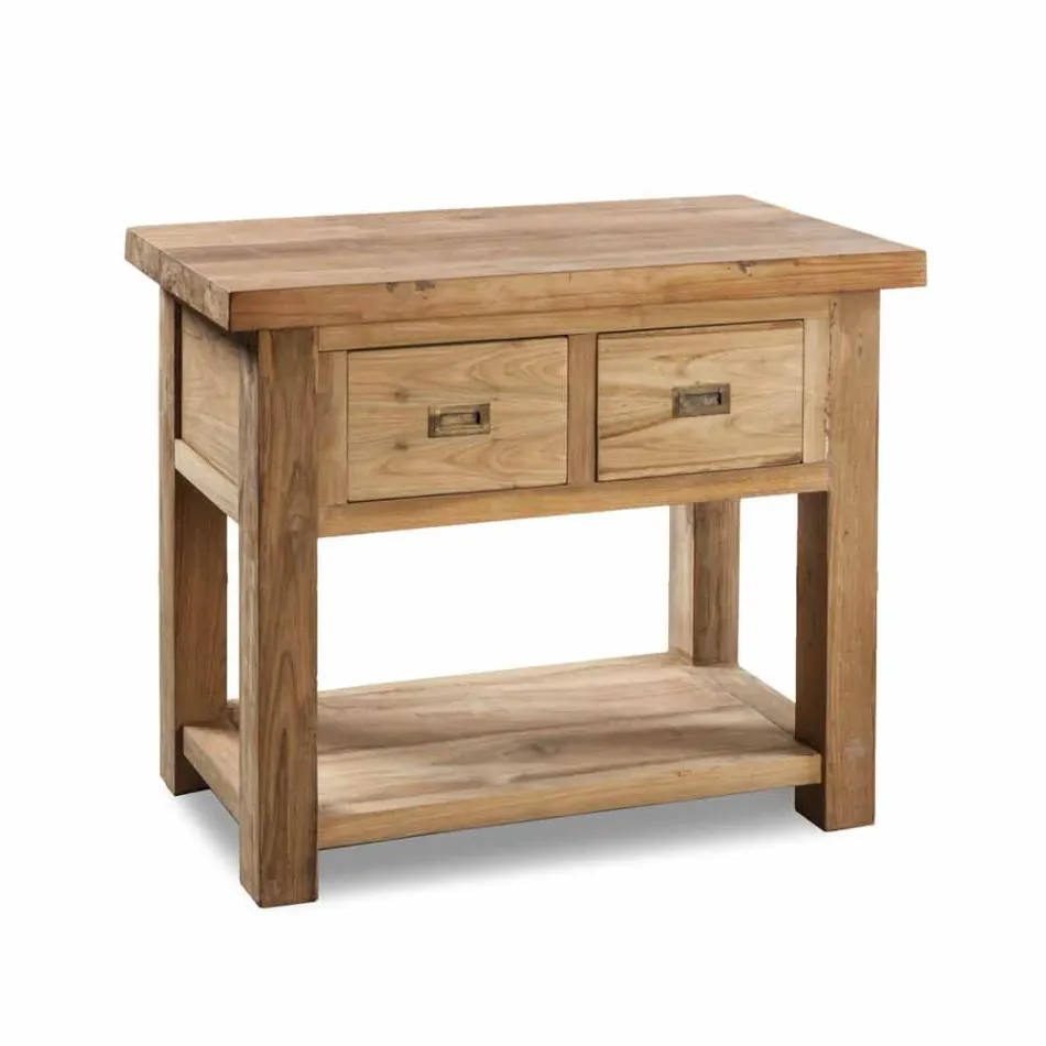 Mobile Bagno in Legno Teak Naturale con 2 Cassetti - Faetano Viadurini