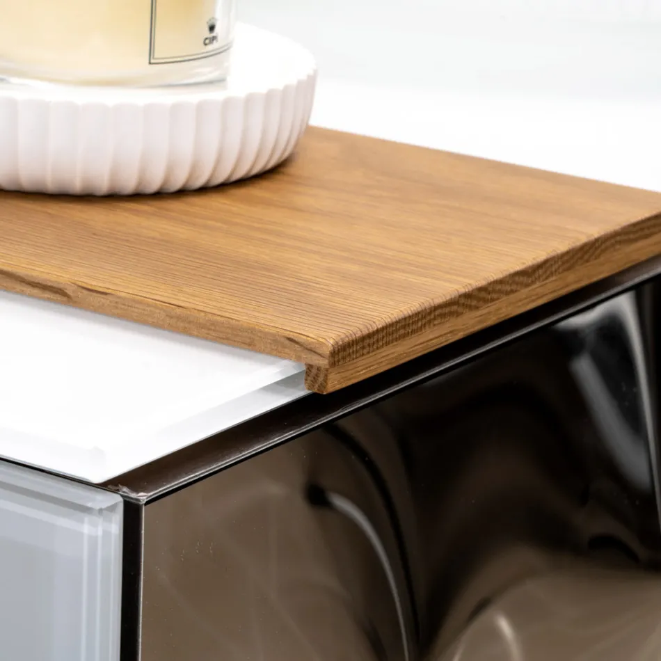 Mobile Bagno Sospeso 100 cm in Vetro 8 mm Temperato e Rovere Europeo - Excelsior Viadurini