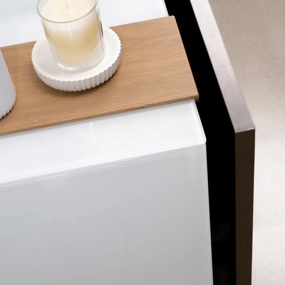 Mobile Bagno Sospeso 100 cm in Vetro 8 mm Temperato e Rovere Europeo - Excelsior Viadurini