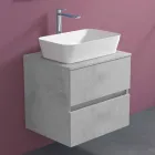 Mobile Bagno Sospeso con Lavabo da Appoggio Rettangolare, Design Moderno - Dumbo Viadurini