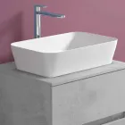 Mobile Bagno Sospeso con Lavabo da Appoggio Rettangolare, Design Moderno - Dumbo Viadurini