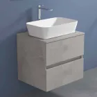Mobile Bagno Sospeso con Lavabo da Appoggio Rettangolare, Design Moderno - Dumbo Viadurini