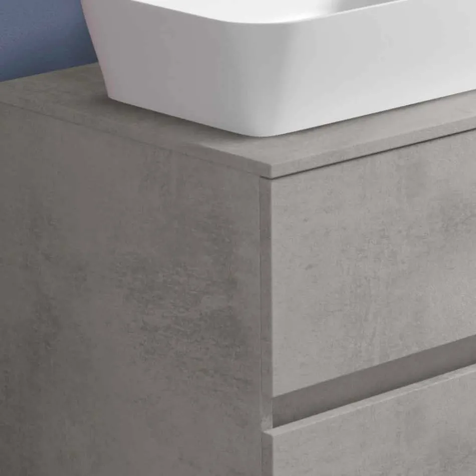 Mobile Bagno Sospeso con Lavabo da Appoggio Rettangolare, Design Moderno - Dumbo Viadurini