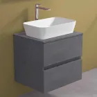 Mobile Bagno Sospeso con Lavabo da Appoggio Rettangolare, Design Moderno - Dumbo Viadurini