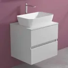 Mobile Bagno Sospeso con Lavabo da Appoggio Rettangolare, Design Moderno - Dumbo Viadurini