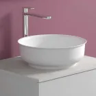 Mobile Bagno Sospeso con Lavabo da Appoggio Rotondo, Design Moderno - Dumbo Viadurini