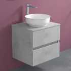 Mobile Bagno Sospeso con Lavabo da Appoggio Rotondo, Design Moderno - Dumbo Viadurini