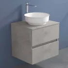 Mobile Bagno Sospeso con Lavabo da Appoggio Rotondo, Design Moderno - Dumbo Viadurini