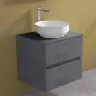 Mobile Bagno Sospeso con Lavabo da Appoggio Rotondo, Design Moderno - Dumbo Viadurini