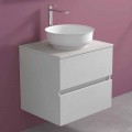 Mobile Bagno Sospeso con Lavabo da Appoggio Rotondo, Design Moderno - Dumbo