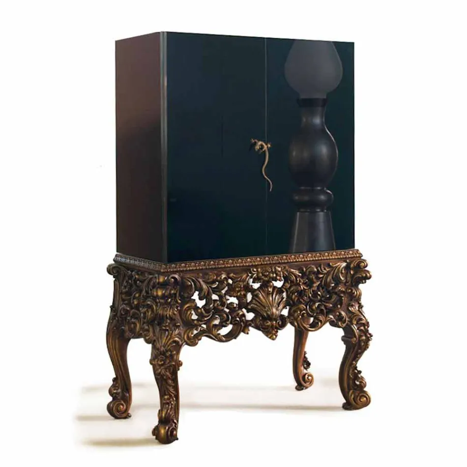 Mobile con base legno intagliata design di lusso, made in Italy, Sam Viadurini
