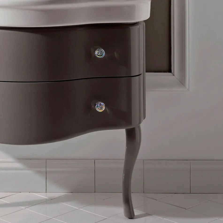 Mobile con Due Cassetti Laccato Lucido e Lavabo Made in Italy - Candy Viadurini
