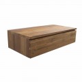 Mobile Consolle Bagno Sospeso con Struttura in Teak Naturale - Rodolfo