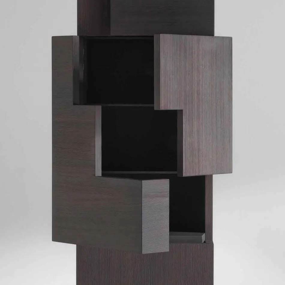 Mobile contenitore a colonna in legno di larice spazzolato Azalea Viadurini