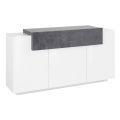 Mobile Credenza 4 Ante Legno Bianco e Antracite, Cemento o Acero - Therese