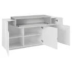 Mobile Credenza 4 Ante Legno Bianco e Antracite, Cemento o Acero - Therese Viadurini