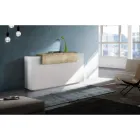 Mobile Credenza 4 Ante Legno Bianco e Antracite, Cemento o Acero - Therese Viadurini