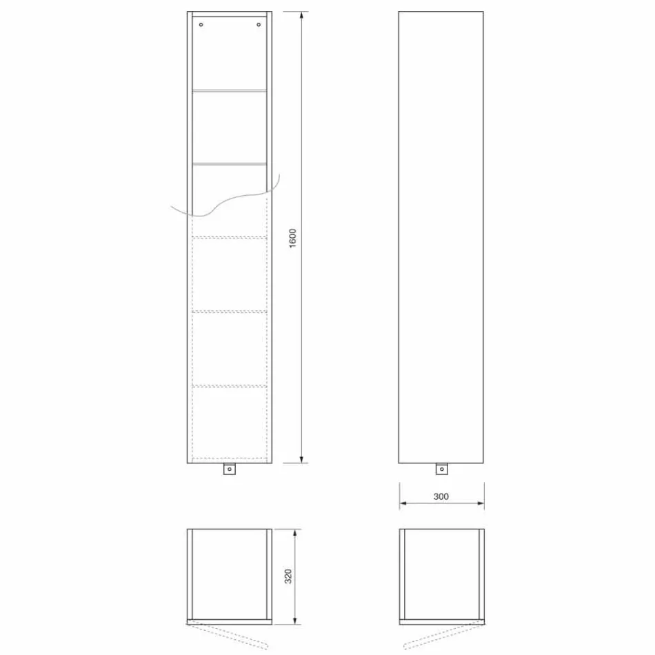 Mobile d'Arredo Bagno a Colonna 6 Ripiani con Anta in 4 Finiture - Antanta Viadurini