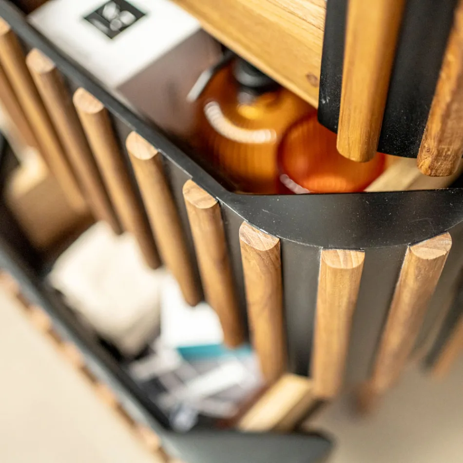 Mobile da Bagno a Colonna Realizzato in Teak Massello e Mogano - Plumeria Viadurini