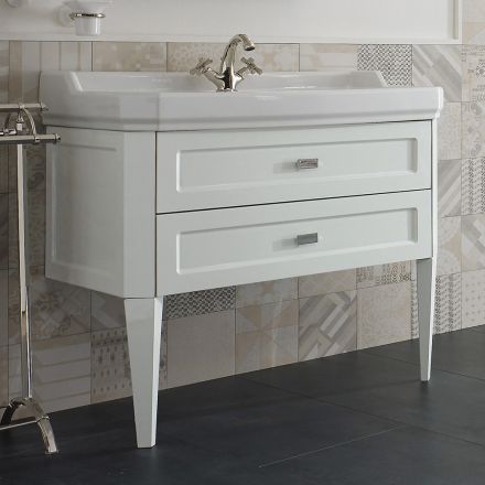 Mobile da Bagno con Due Cassetti e Lavabo in Ceramica Made in Italy - Rome Viadurini
