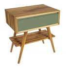 Mobile da Bagno con Finitura Legno e Cassettiera Colorata Verde - Gatien  Viadurini