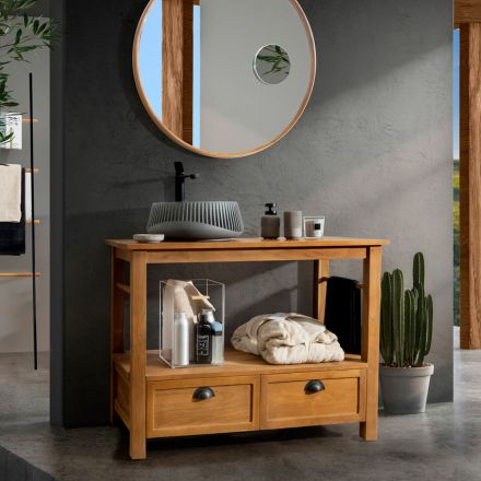 Mobile da Bagno da Terra Realizzato in Teak con Due Cassetti - Frangipani  Viadurini