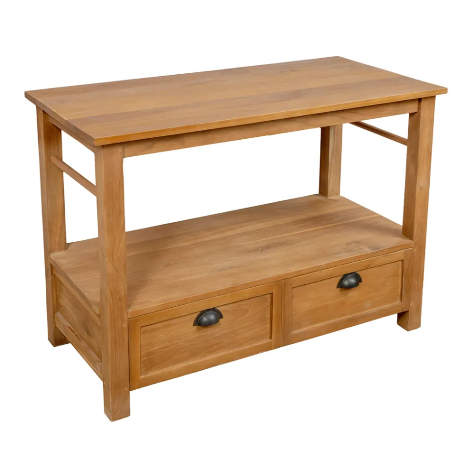 Mobile da Bagno da Terra Realizzato in Teak con Due Cassetti - Frangipani  Viadurini