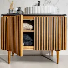Mobile da Bagno in Teak Massello e Mogano Realizzato a Mano - Heliconia  Viadurini