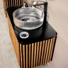 Mobile da Bagno in Teak Massello e Mogano Realizzato a Mano - Heliconia  Viadurini