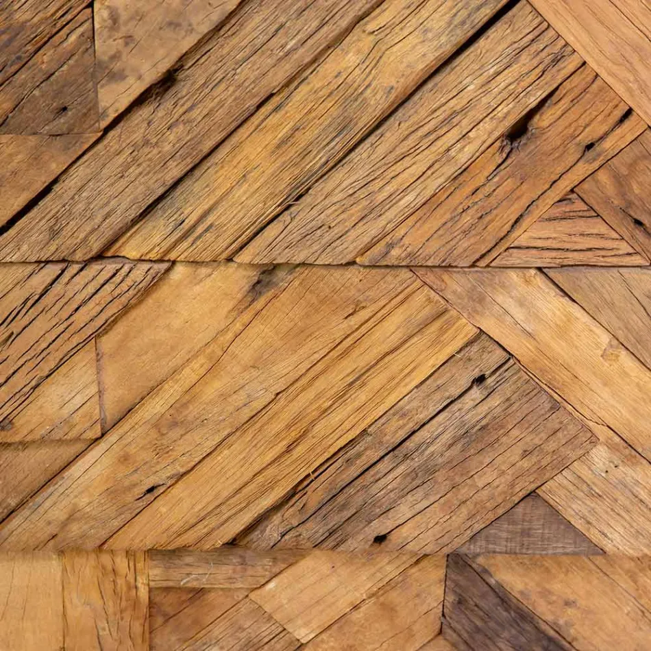 Mobile da Soggiorno in Metallo Nero con 3 Cassetti in Legno - Relitto Viadurini