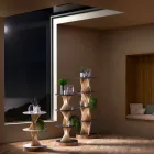 Mobile di Design in Legno con Ripiani Rotondi in Gres Made in Italy - Aspide Viadurini