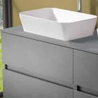 Mobile per Bagno a Sospensione con Doppio Lavabo da Appoggio - Mandrillo Viadurini