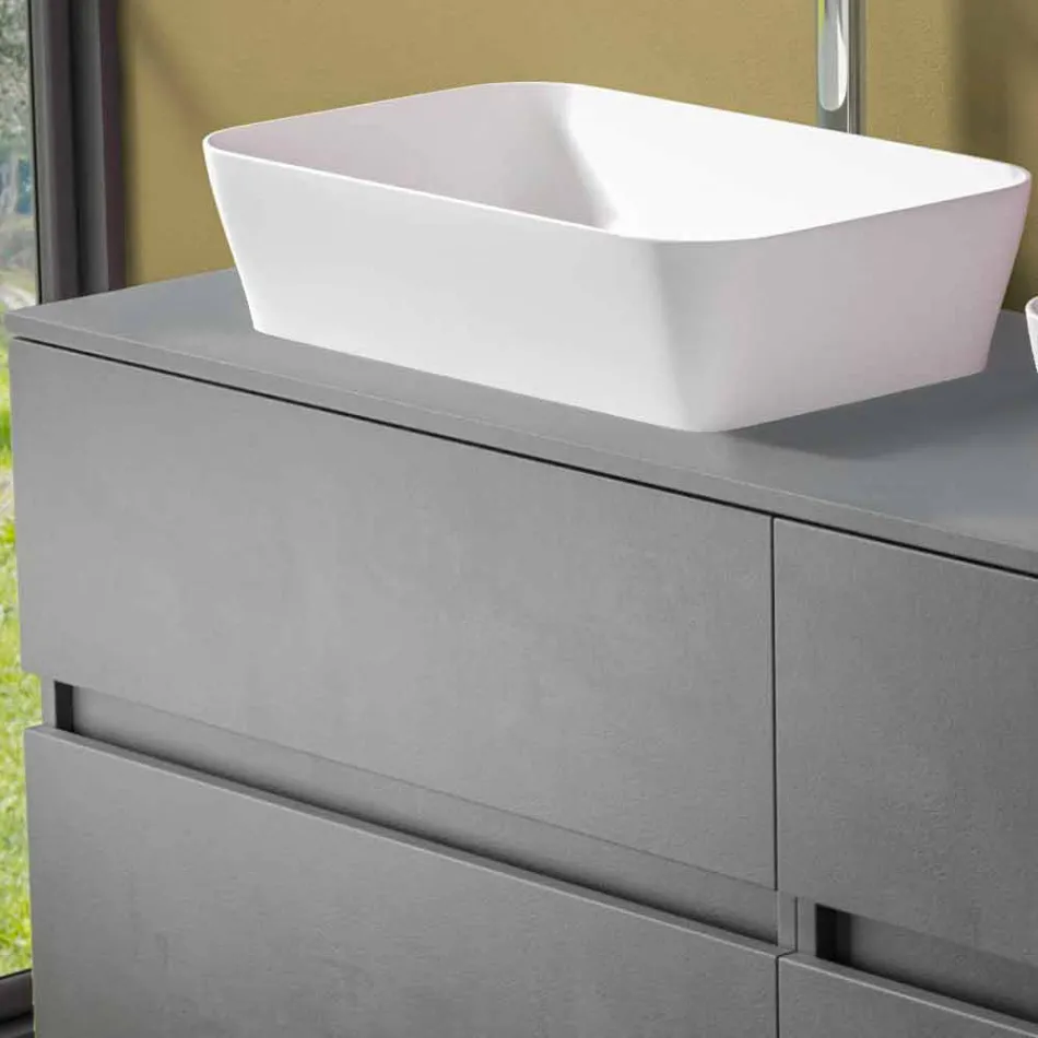Mobile per Bagno a Sospensione con Doppio Lavabo da Appoggio - Mandrillo Viadurini