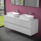 Mobile per Bagno a Sospensione con Doppio Lavabo da Appoggio - Mandrillo Viadurini