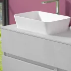 Mobile per Bagno a Sospensione con Doppio Lavabo da Appoggio - Mandrillo Viadurini