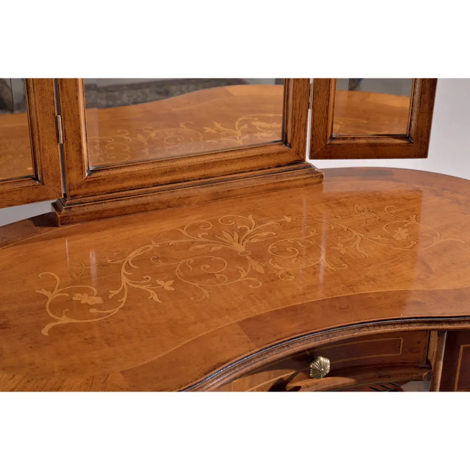 Mobile Pettiniera in Legno con Cassetti e Specchio Made in Italy - Luxury Viadurini