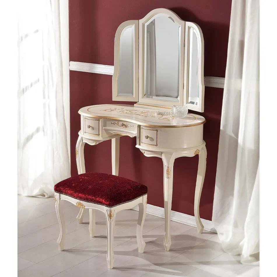 Mobile Pettiniera in Legno con Cassetti e Specchio Made in Italy - Luxury Viadurini